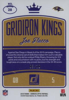 2016 Donruss Optic - Gridiron Kings Gold #28 Joe Flacco Back