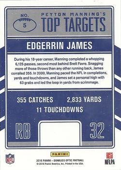 2016 Donruss Optic - Peyton Manning Top Targets #5 Edgerrin James Back