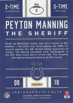 2016 Donruss Optic - Peyton Manning Tribute Red #2 Peyton Manning Back