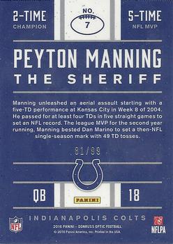 2016 Donruss Optic - Peyton Manning Tribute Red #7 Peyton Manning Back