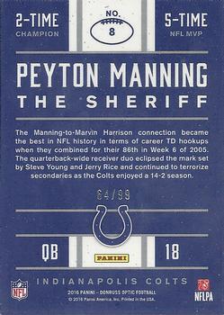 2016 Donruss Optic - Peyton Manning Tribute Red #8 Peyton Manning Back