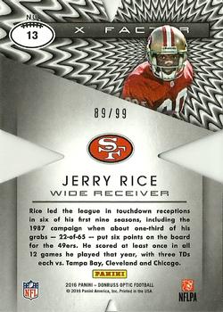 2016 Donruss Optic - X-Factor Red #13 Jerry Rice Back