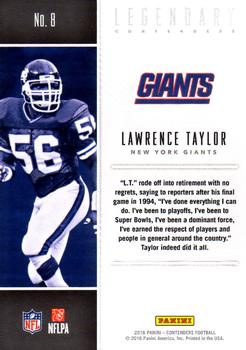 2016 Panini Contenders - Legendary Contenders #8 Lawrence Taylor Back