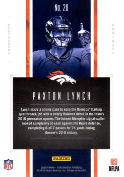 2016 Panini Contenders - Rookie of the Year Contenders Gold #20 Paxton Lynch Back