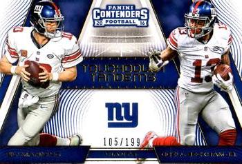 2016 Panini Contenders - Touchdown Tandems Gold #8 Odell Beckham Jr. / Eli Manning Front