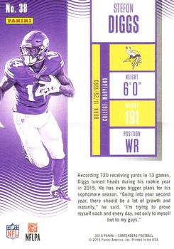 2016 Panini Contenders - Championship Ticket #38 Stefon Diggs Back