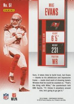 2016 Panini Contenders - Championship Ticket #51 Mike Evans Back