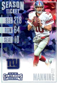 2016 Panini Contenders - Cracked Ice Ticket #4 Eli Manning Front