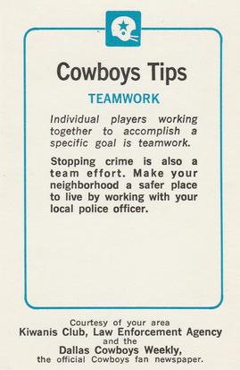 1979 Dallas Cowboys Police #NNO Robert Newhouse Back
