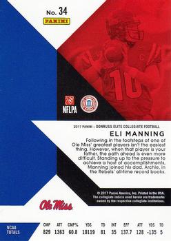 2017 Panini Elite Draft Picks #34 Eli Manning Back