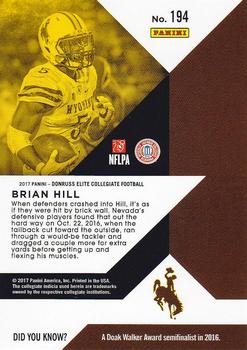 2017 Panini Elite Draft Picks #194 Brian Hill Back