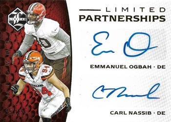 2016 Panini Limited - Limited Partnership Dual Autographs #LPD-CLE Carl Nassib / Emmanuel Ogbah Front
