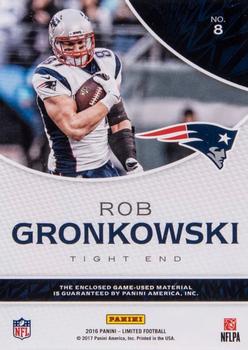 2016 Panini Limited - Star Factor Swatches Tag #8 Rob Gronkowski Back