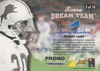 1996 Score - Dream Team Promo #5 Barry Sanders Back