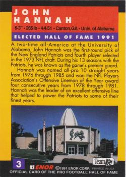 1991 Enor Pro Football HOF - Promos #3 John Hannah Back