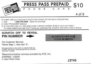 1996 Press Pass - Phone Cards $10 #4 Eddie George Back