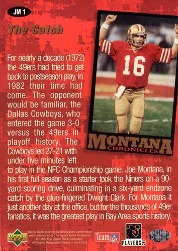 1995 Collector's Choice - Montana Chronicles 3x5 #JM1 Joe Montana Back