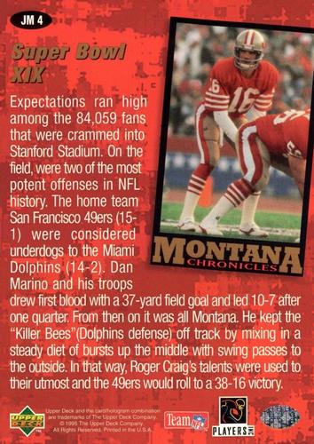 1995 Collector's Choice - Montana Chronicles 3x5 #JM4 Joe Montana Back