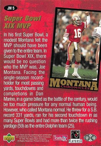 1995 Collector's Choice - Montana Chronicles 3x5 #JM5 Joe Montana Back