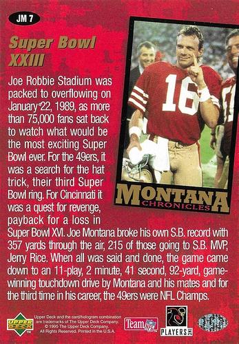 1995 Collector's Choice - Montana Chronicles 3x5 #JM7 Joe Montana Back