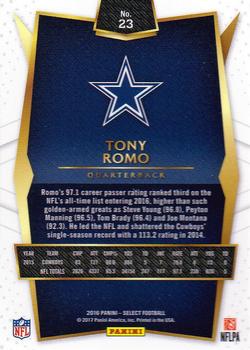 2016 Panini Select #23 Tony Romo Back