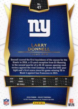 2016 Panini Select #47 Larry Donnell Back
