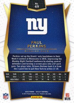 2016 Panini Select #49 Paul Perkins Back