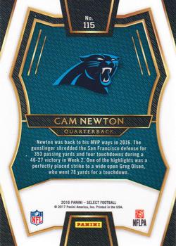 2016 Panini Select #115 Cam Newton Back