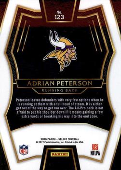 2016 Panini Select #123 Adrian Peterson Back