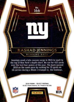 2016 Panini Select #166 Rashad Jennings Back