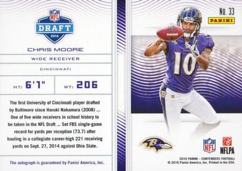 2016 Panini Contenders - Draft Class Autographs Gold RPS #33 Chris Moore Back