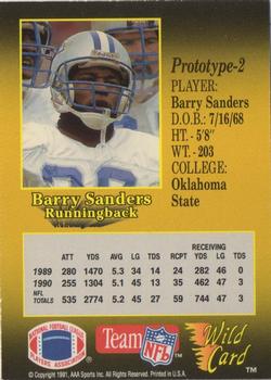 1991 Wild Card - NFL Prototypes #2 Barry Sanders Back