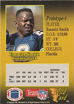 1991 Wild Card - NFL Prototypes #4 Emmitt Smith Back