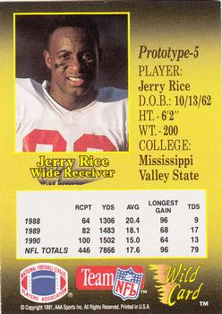 1991 Wild Card - NFL Prototypes #5 Jerry Rice Back