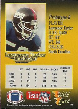 1991 Wild Card - NFL Prototypes #6 Lawrence Taylor Back