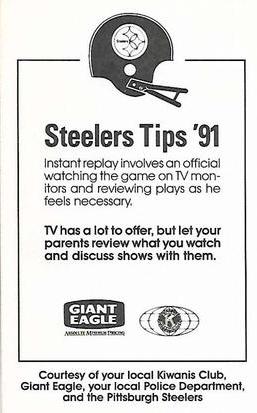 1991 Pittsburgh Steelers Kiwanis Giant Eagle Police #NNO Dan Stryzinski Back