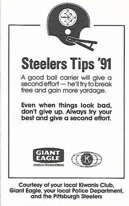 1991 Pittsburgh Steelers Kiwanis Giant Eagle Police #NNO Merril Hoge Back