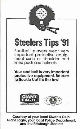 1991 Pittsburgh Steelers Kiwanis Giant Eagle Police #NNO Bryan Hinkle Back
