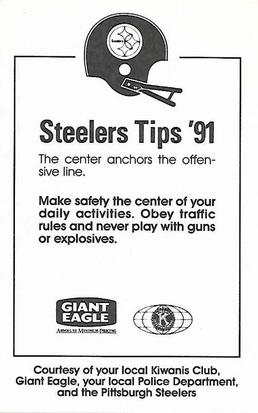 1991 Pittsburgh Steelers Kiwanis Giant Eagle Police #NNO Dermontti Dawson Back