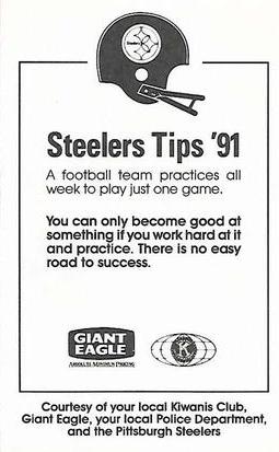 1991 Pittsburgh Steelers Kiwanis Giant Eagle Police #NNO Greg Lloyd Back