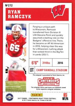 2017 Panini Contenders Draft Picks #272 Ryan Ramczyk Back