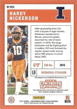 2017 Panini Contenders Draft Picks #283 Hardy Nickerson, Jr. Back