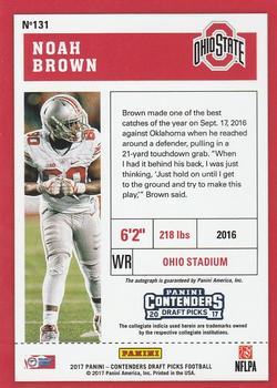 2017 Panini Contenders Draft Picks #131 Noah Brown Back