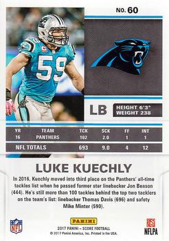 2017 Score #60 Luke Kuechly Back