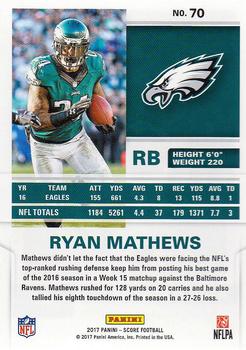 2017 Score #70 Ryan Mathews Back