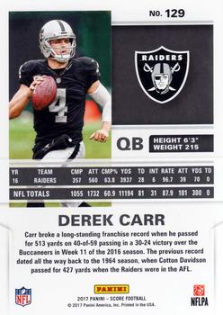 2017 Score #129 Derek Carr Back