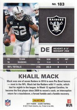 2017 Score #183 Khalil Mack Back