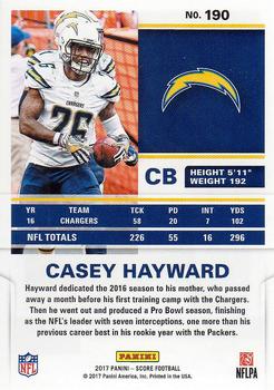 2017 Score #190 Casey Hayward Back