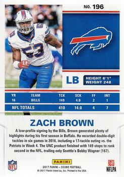 2017 Score #196 Zach Brown Back