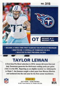 2017 Score #315 Taylor Lewan Back